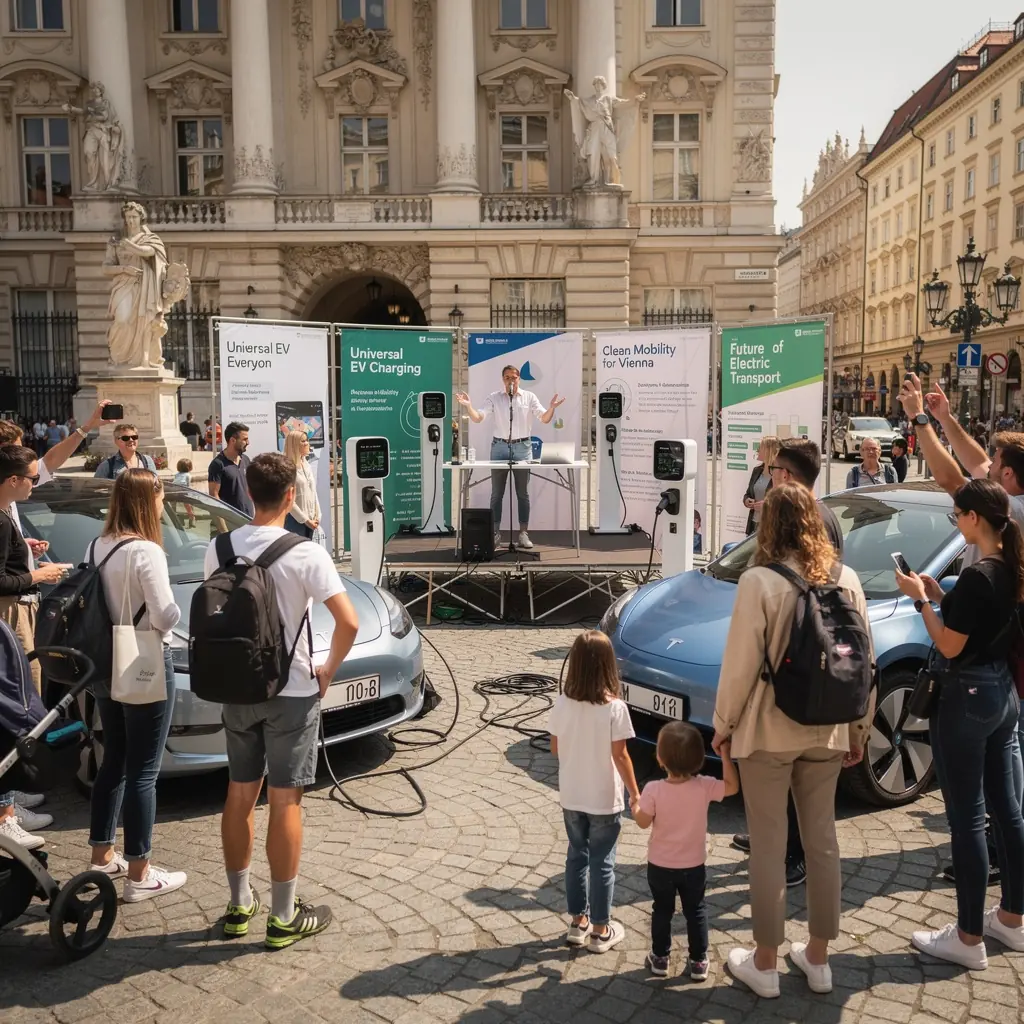 Verschiedene Elektrofahrzeuge an einer modernen Ladestation, die eine universelle KompatibilitГ¤t zeigt.